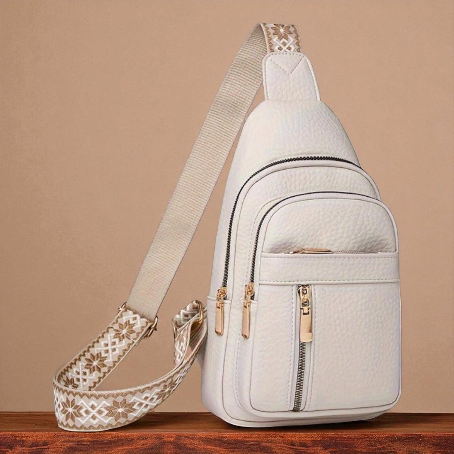 Bolso de mano de cuero color avellana original