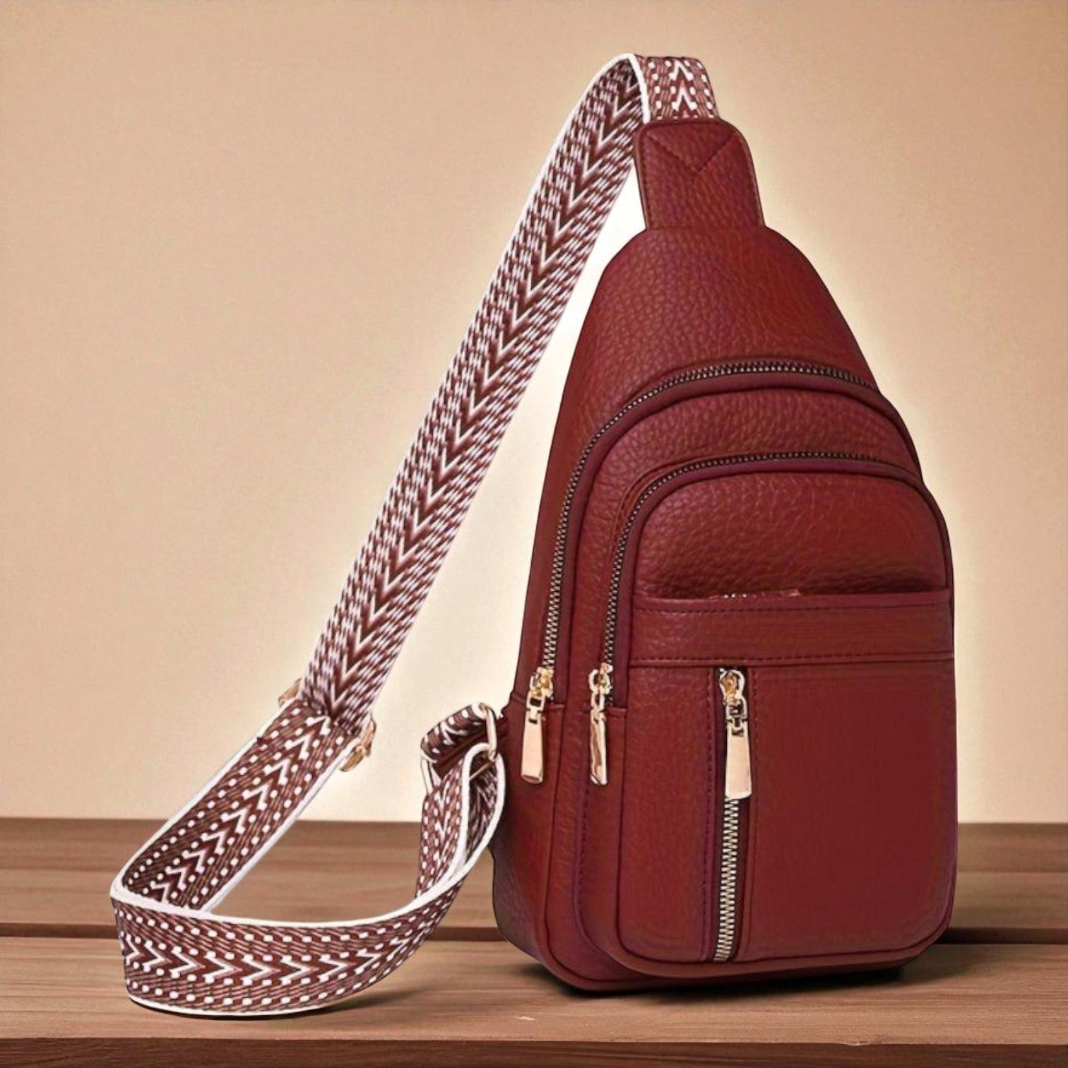 Bolso de mano de cuero color avellana original