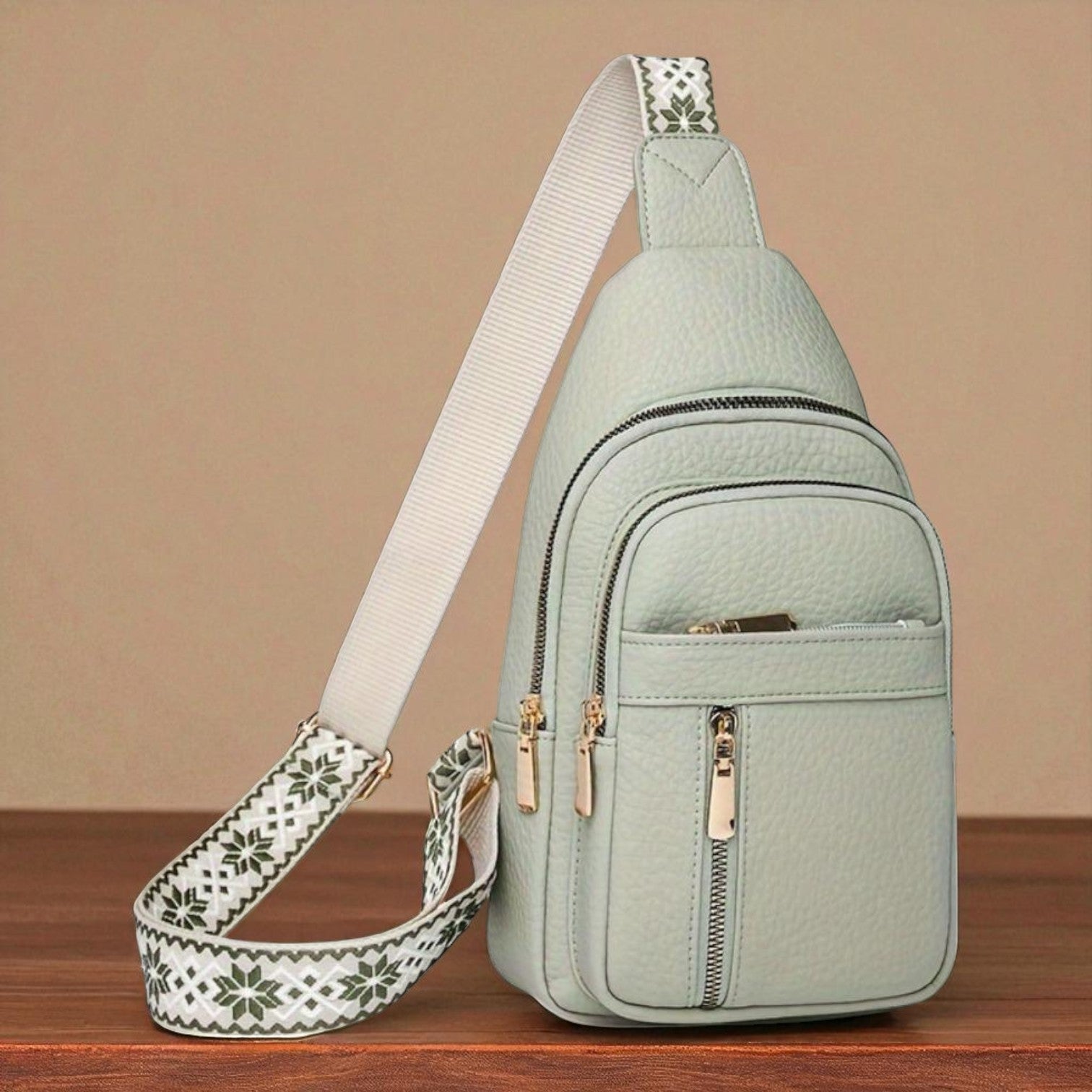 Bolso de mano de cuero color avellana original