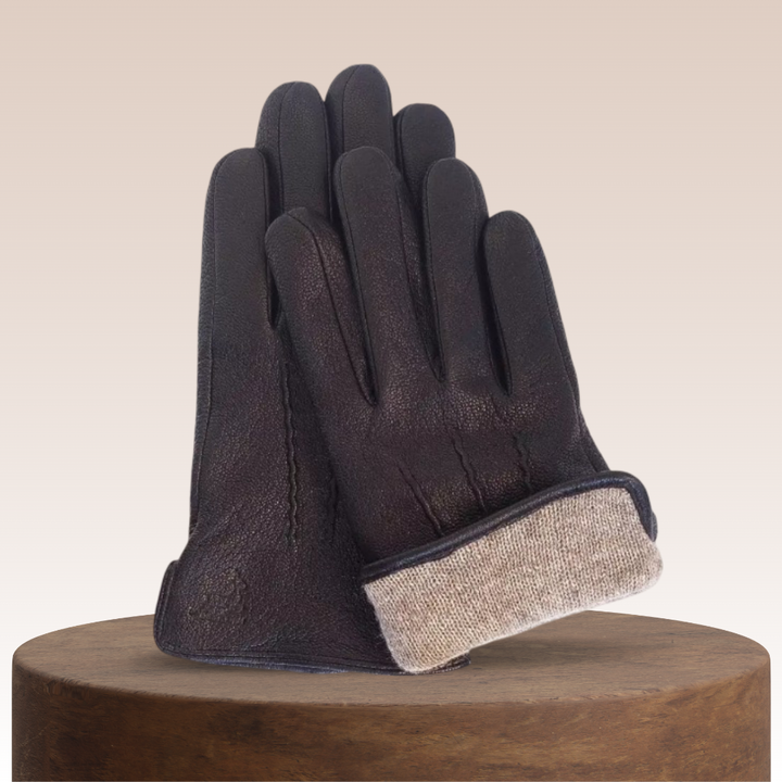 Henry | Guantes de invierno de cuero de cabra con patrón de ciervo