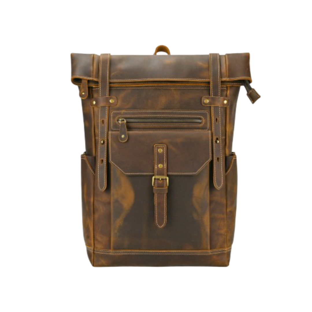Stephen | Mochila vintage de cuero con detalles tonales
